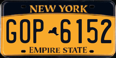 NY license plate GOP6152