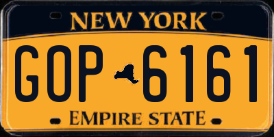 NY license plate GOP6161