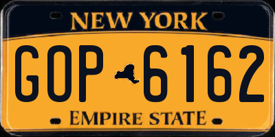 NY license plate GOP6162