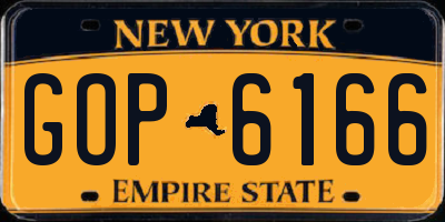 NY license plate GOP6166