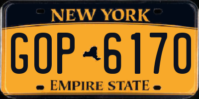 NY license plate GOP6170