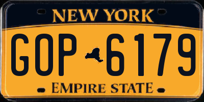 NY license plate GOP6179