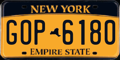 NY license plate GOP6180