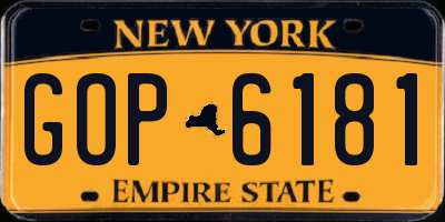 NY license plate GOP6181