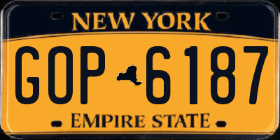 NY license plate GOP6187