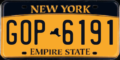 NY license plate GOP6191