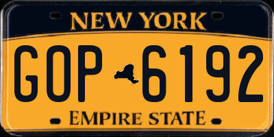 NY license plate GOP6192