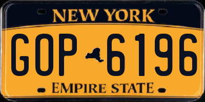 NY license plate GOP6196