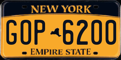NY license plate GOP6200