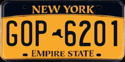 NY license plate GOP6201