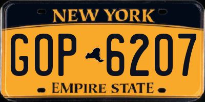 NY license plate GOP6207