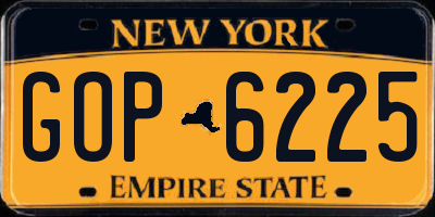 NY license plate GOP6225