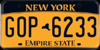 NY license plate GOP6233