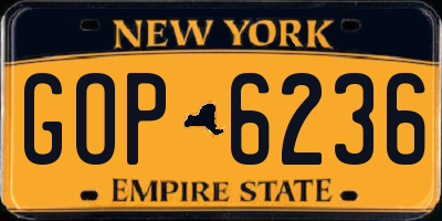 NY license plate GOP6236