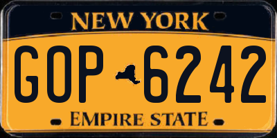 NY license plate GOP6242