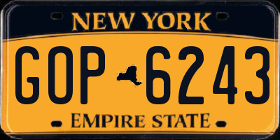 NY license plate GOP6243