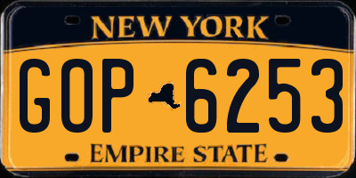 NY license plate GOP6253