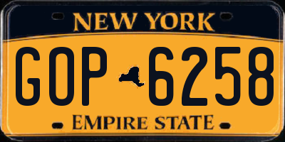 NY license plate GOP6258