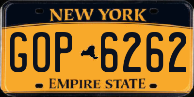 NY license plate GOP6262