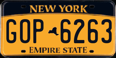 NY license plate GOP6263
