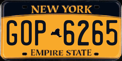 NY license plate GOP6265