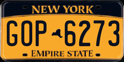 NY license plate GOP6273