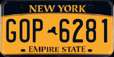 NY license plate GOP6281