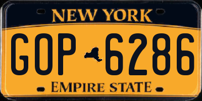 NY license plate GOP6286