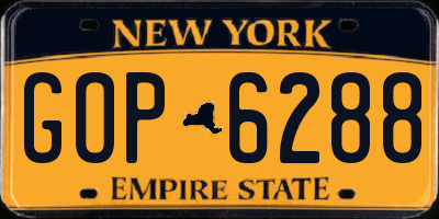 NY license plate GOP6288