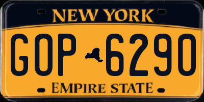 NY license plate GOP6290