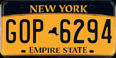 NY license plate GOP6294