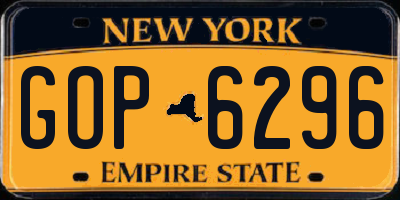 NY license plate GOP6296