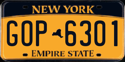 NY license plate GOP6301