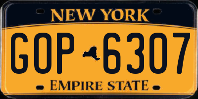 NY license plate GOP6307