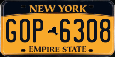 NY license plate GOP6308