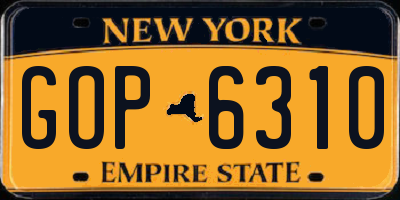 NY license plate GOP6310