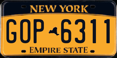 NY license plate GOP6311