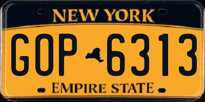 NY license plate GOP6313