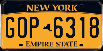 NY license plate GOP6318