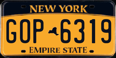 NY license plate GOP6319