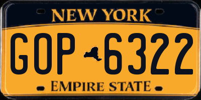 NY license plate GOP6322