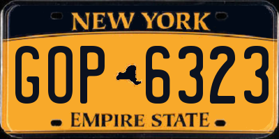 NY license plate GOP6323