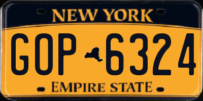 NY license plate GOP6324