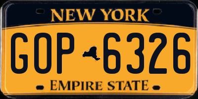 NY license plate GOP6326