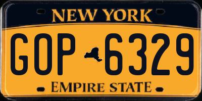 NY license plate GOP6329