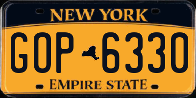 NY license plate GOP6330