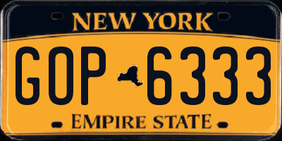 NY license plate GOP6333
