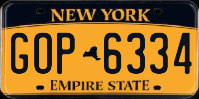 NY license plate GOP6334