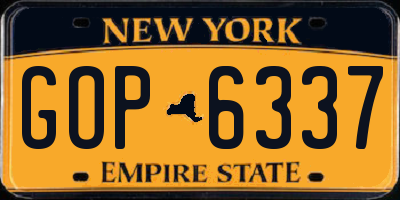 NY license plate GOP6337