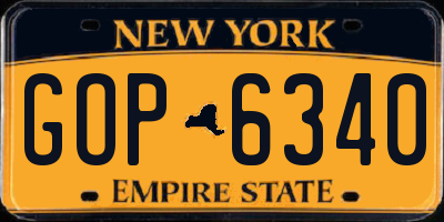 NY license plate GOP6340